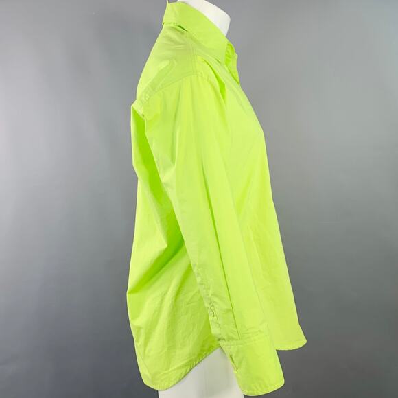 MM6 MAISON MARGIELA Size XS Green Neon Cotton Pointed Collar Long Sleeve Shirt - Picture 2 of 7